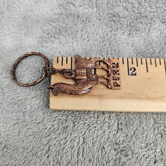 Cusco Peru Keychain Alpaca Lama Copper colored Metal Peruvian Souvenir - Picture 10 of 11